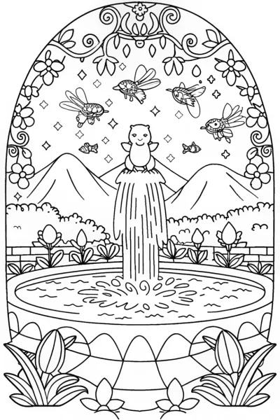 Charmander’s Enchanted Waterfall Adventure Coloring Page