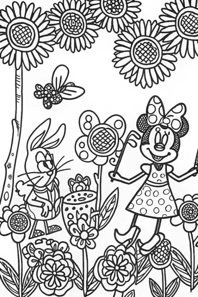 Minnie Mouse’s Musical Garden Coloring Page