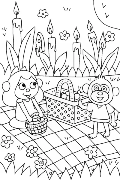 Mirabel and Antonio’s Magical Candlelight Picnic Coloring Page