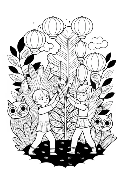 Guardian Spirits in Training Coloring Page