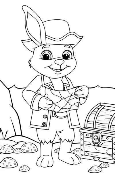 Squishmallows Pirate Bunny Treasure Hunt Coloring Page