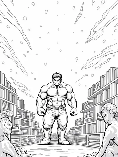 Hulk exploring a cosmic library