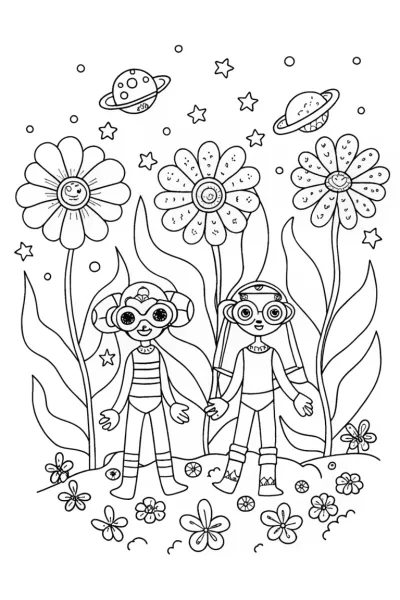 Bratz Space Garden Adventure Coloring Page
