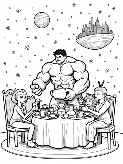 Hulk hosting a tea party