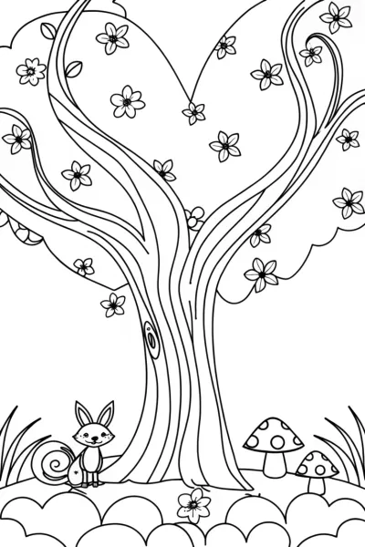 Heart of the Forest Coloring Page