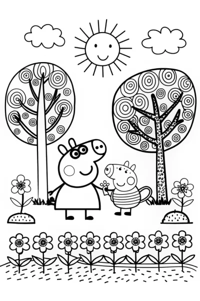 Peppa Pig’s Garden of Wishes Coloring Page