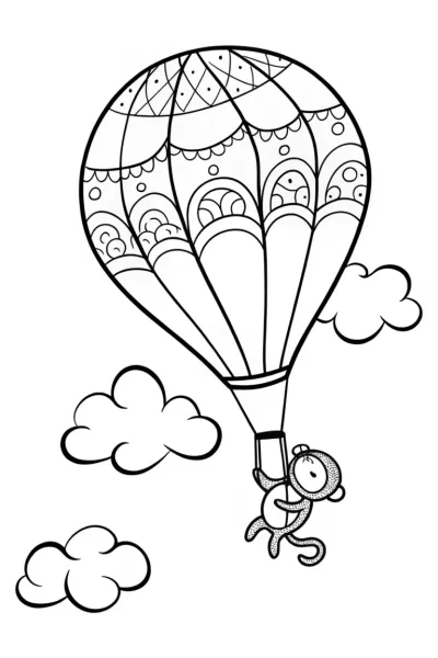 Rainbow Sky Adventure Coloring Page