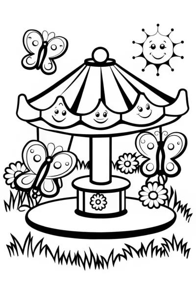 The Springtime Carousel Coloring Page