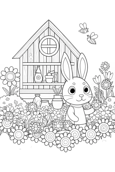 Banban’s Magical Garden Workshop Coloring Page