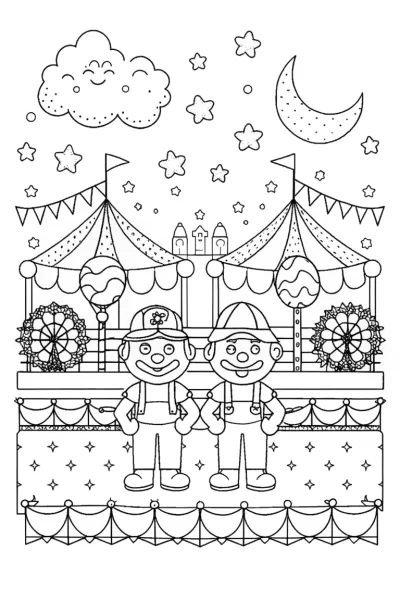 Mario and Luigi’s Moonlight Carnival Coloring Page