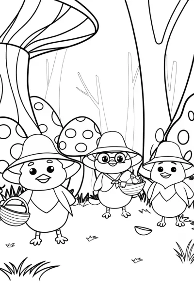 Chickens on a Quest for Golden Eggs Coloring Page