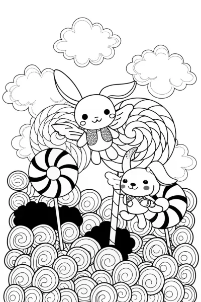 Cinnamoroll’s Whimsical Flying Adventure Coloring Page