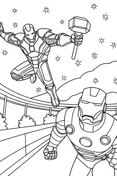 Avengers Intergalactic Relay Race Coloring Page