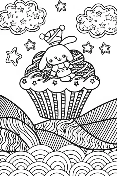 Cinnamoroll’s Cloudy Dreamscape Coloring Page