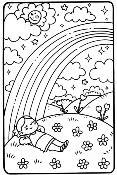 Rainbow Dreams and Starry Wishes Coloring Page