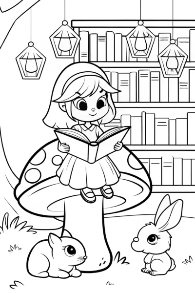 My Melody’s Cozy Storytime Coloring Page