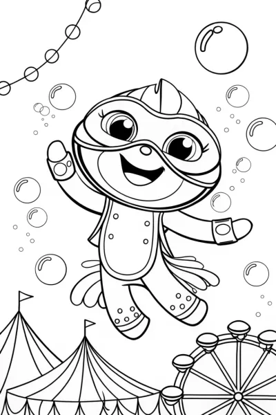 Axolotl’s Enchanted Carnival Coloring Page