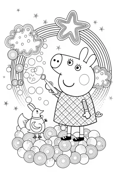 Peppa’s Magical Bubble Adventure Coloring Page