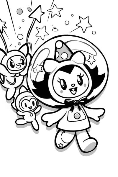 Kuromi’s Cosmic Costume Parade Coloring Page
