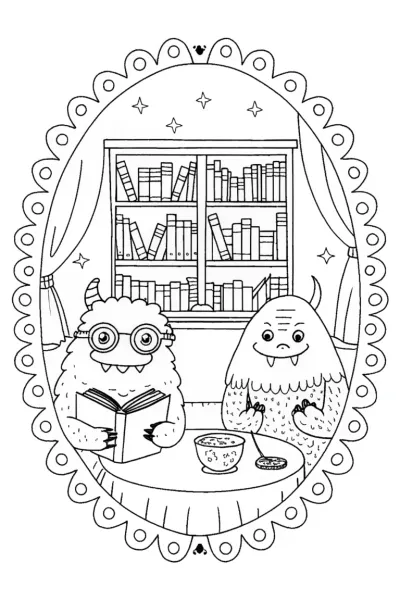 The Monster Book Club Coloring Page