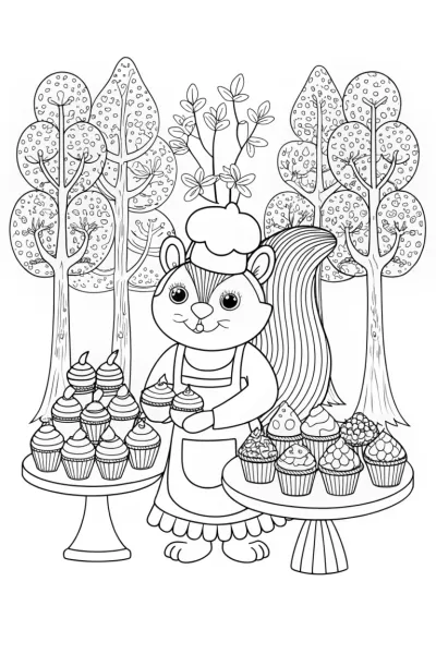 Squeaky the Squirrel’s Bakery Coloring Page