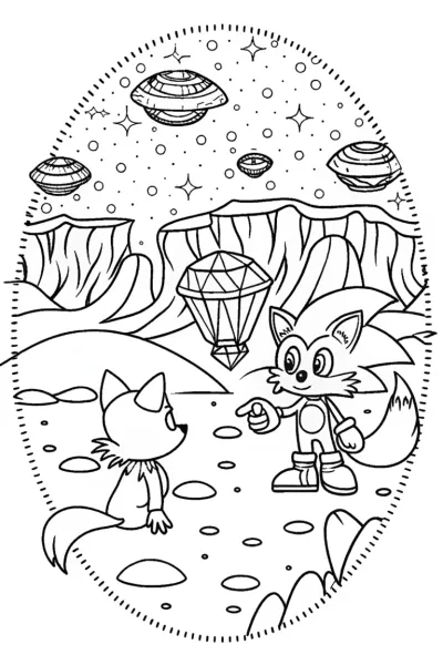 Sonic’s Galactic Treasure Hunt Coloring Page