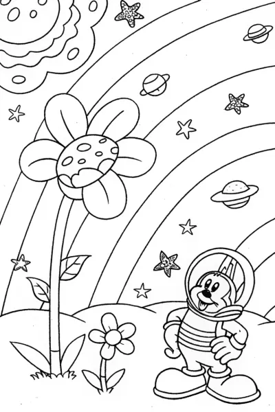 Mickey Mouse’s Space Garden Adventure Coloring Page