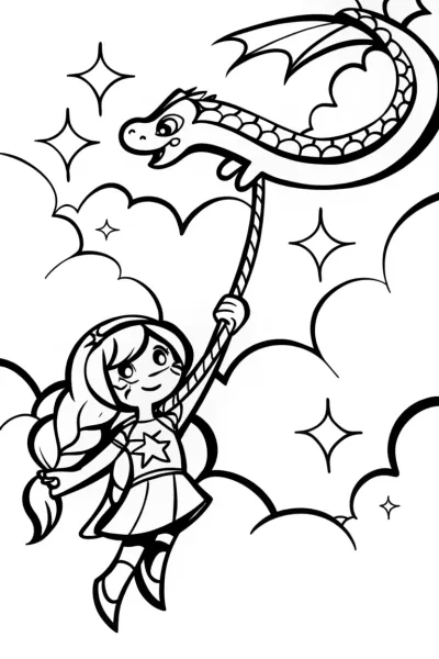 Celestial Dragon Tamer Coloring Page