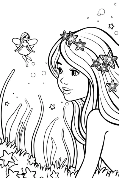 Mermaid tending her starry garden