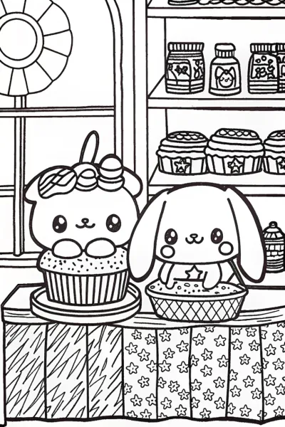 Pompompurin’s Baking Party Coloring Page