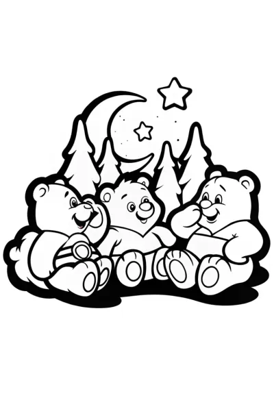 Care Bears Under the Moonlit Sky Coloring Page