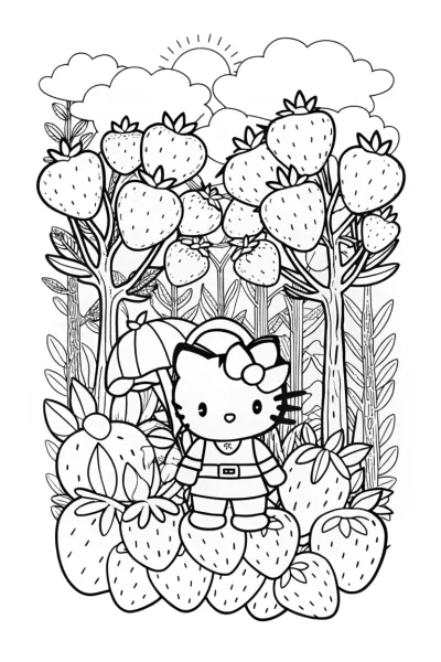 Hello Kitty’s Magical Garden Adventure Coloring Page