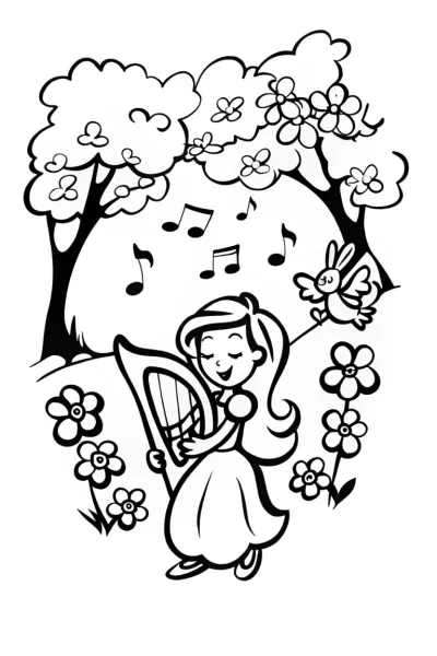 Jasmine’s Musical Garden Celebration Coloring Page