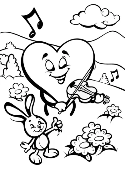 Heartfelt Harmony: A Musical Journey Coloring Page