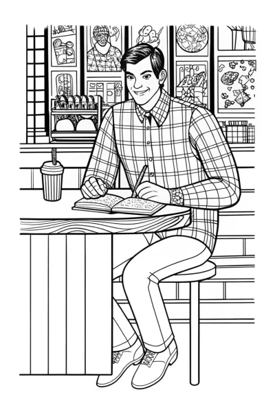 Miles Morales at the Comic Café Coloring Page