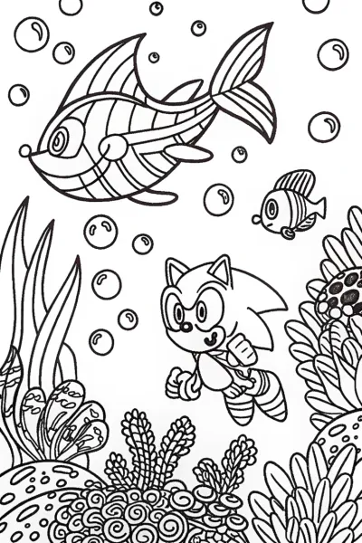 Sonic’s Aquatic Adventure Coloring Page