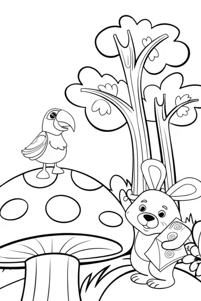 Rainbow Friends’ Forest Adventure Coloring Page