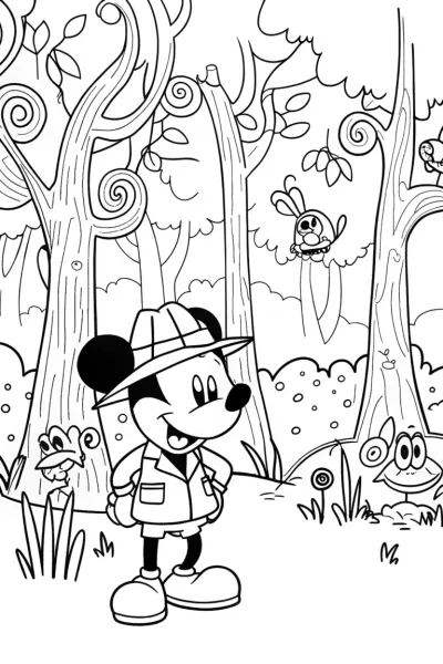 Mickey Mouse’s Forest Adventure Coloring Page