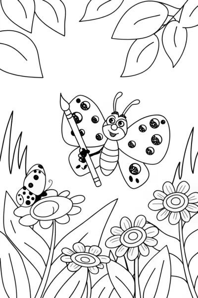 Butterfly Artistry in Nature Coloring Page