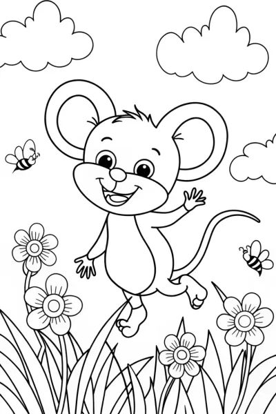 Twirls of Joy in the Flower Patch Coloring Page