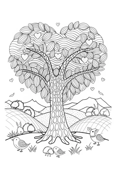 Heartful Connections Coloring Page