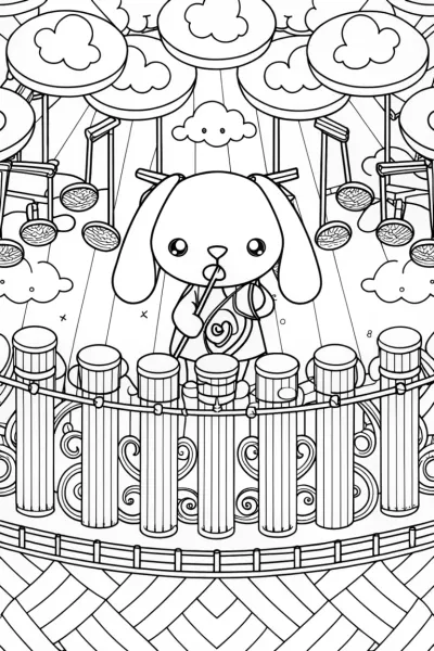 Cinnamoroll conducting a cloud orchestra
