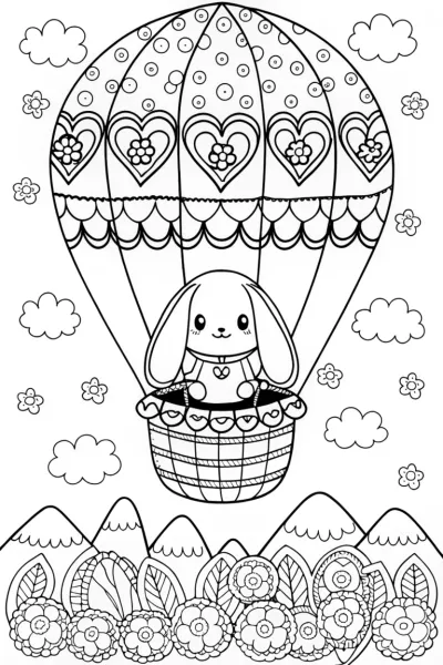 Cinnamoroll in the Dreamy Hot Air Balloon Coloring Page