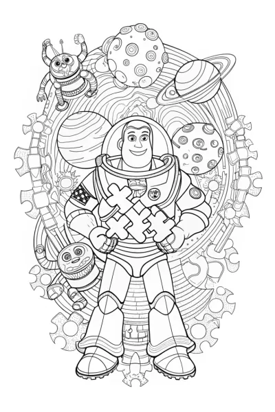 Buzz Lightyear’s Galactic Jigsaw Adventure Coloring Page