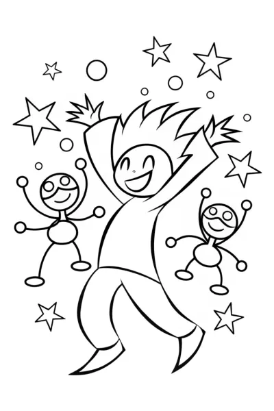Goku’s Galactic Dance Party Coloring Page