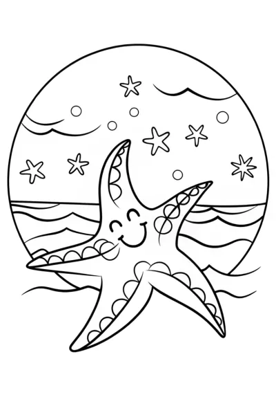 Celestial Starfish Dance Coloring Page