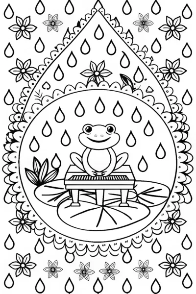 Springtime Raindrop Symphony Coloring Page