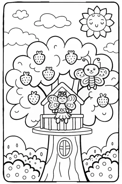 Strawberry Shortcake’s Berry Dream Treehouse Coloring Page