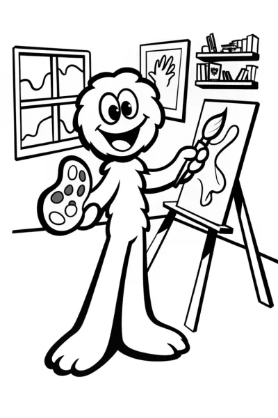 Huggy Wuggy’s Art Studio Adventure Coloring Page