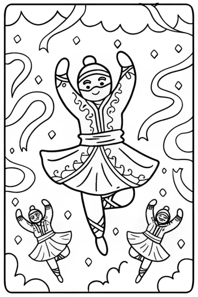 Ninja Shadow Dance Coloring Page